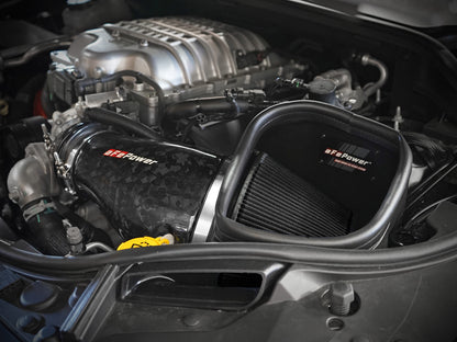 Track Series Carbon Fiber Intake System w/ Pro 5R Filter Black Dodge Durango SRT Hellcat 21-26 V8-6.2L (sc) aFe Power-6