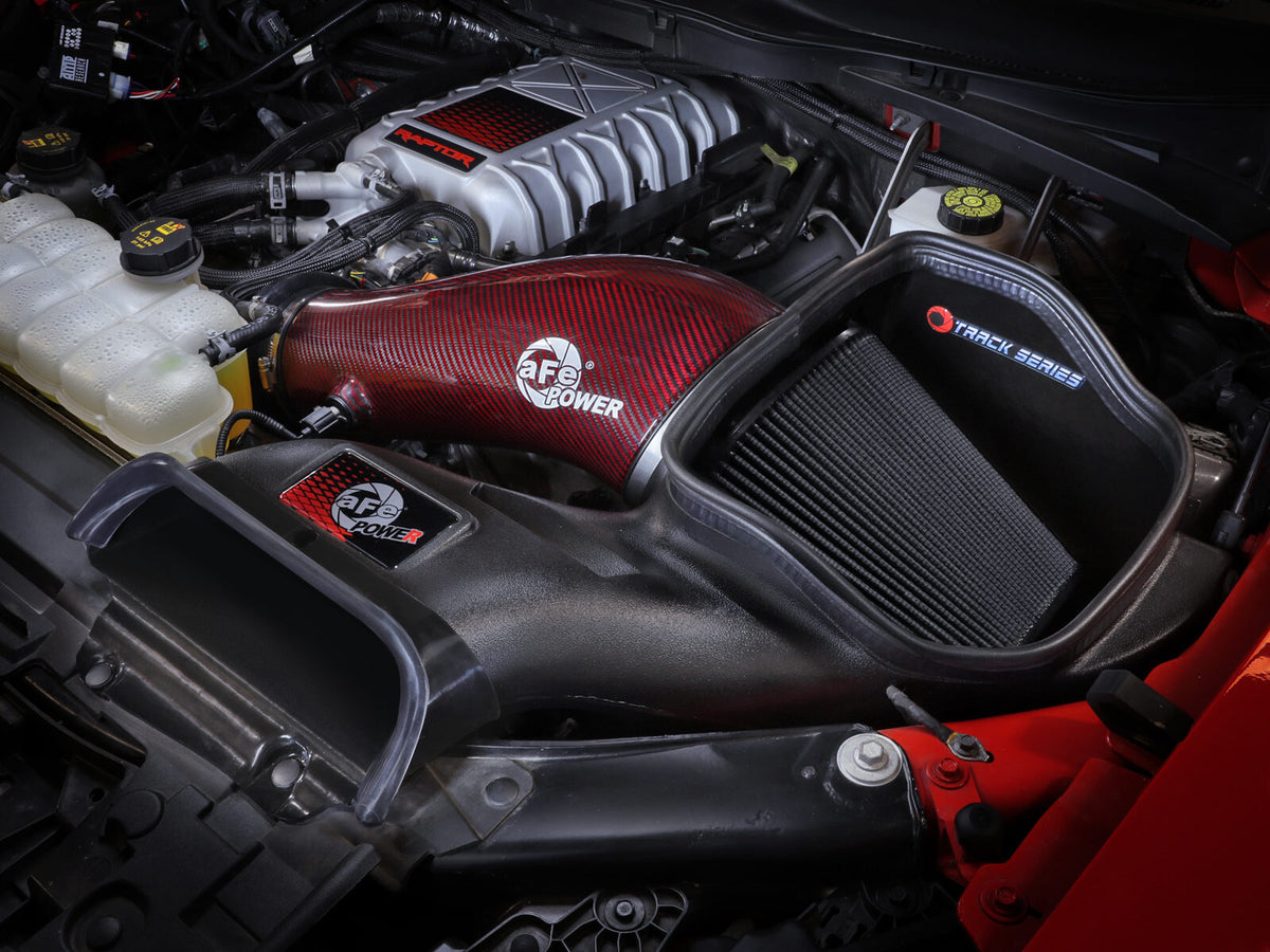 Track Series Red Kevlar/Carbon Fiber Intake System w Pro 5R Filter Black Ford F-150 Raptor R 23-26 V8-5.2L (sc) aFe Power-6