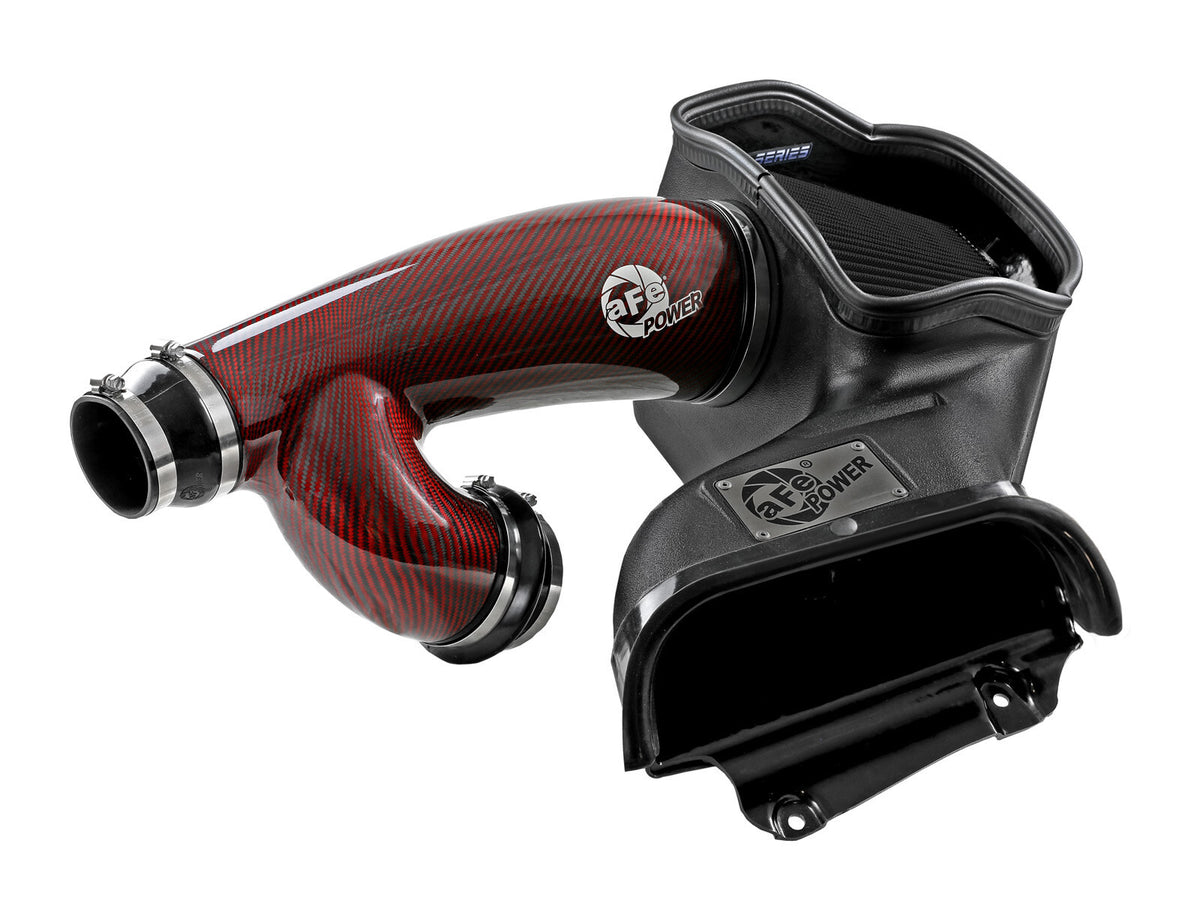 Track Series Red Kevlar/Carbon Fiber Intake System w Pro 5R Filter Black Ford F-150 Raptor 17-26 V6-3.5L (tt) aFe Power-2
