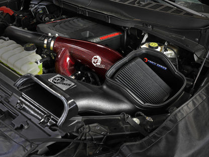 Track Series Red Kevlar/Carbon Fiber Intake System w Pro 5R Filter Black Ford F-150 Raptor 17-26 V6-3.5L (tt) aFe Power-5