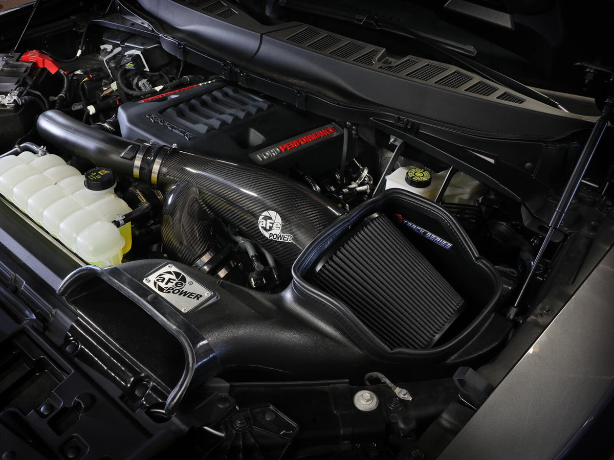 Track Series Carbon Fiber Intake System w/ Pro 5R Filter Black Ford F-150 Raptor 21-26 V6-3.5L (tt) aFe Power-5