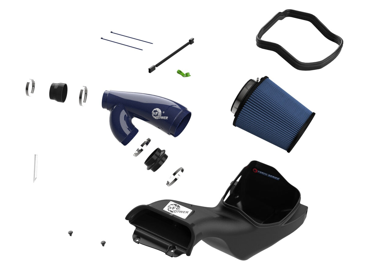 Track Series Blue Kevlar/Carbon Fiber Intake System w/ Pro 5R Filter Ford F-150 Raptor 17-26 V6-3.5L (tt) aFe Power-1