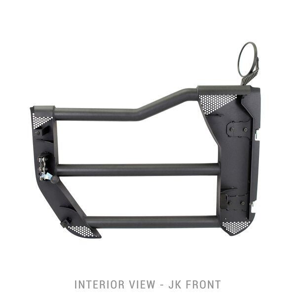 Trailline Tube Door Front Textured Black For 2007-2018 Jeep Wrangler JK Go Rhino-10