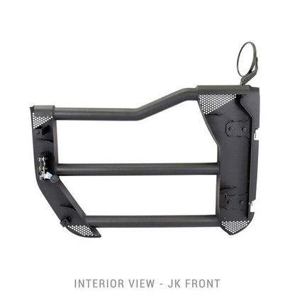 Trailline Tube Door Front Textured Black For 2007-2018 Jeep Wrangler JK Go Rhino-10