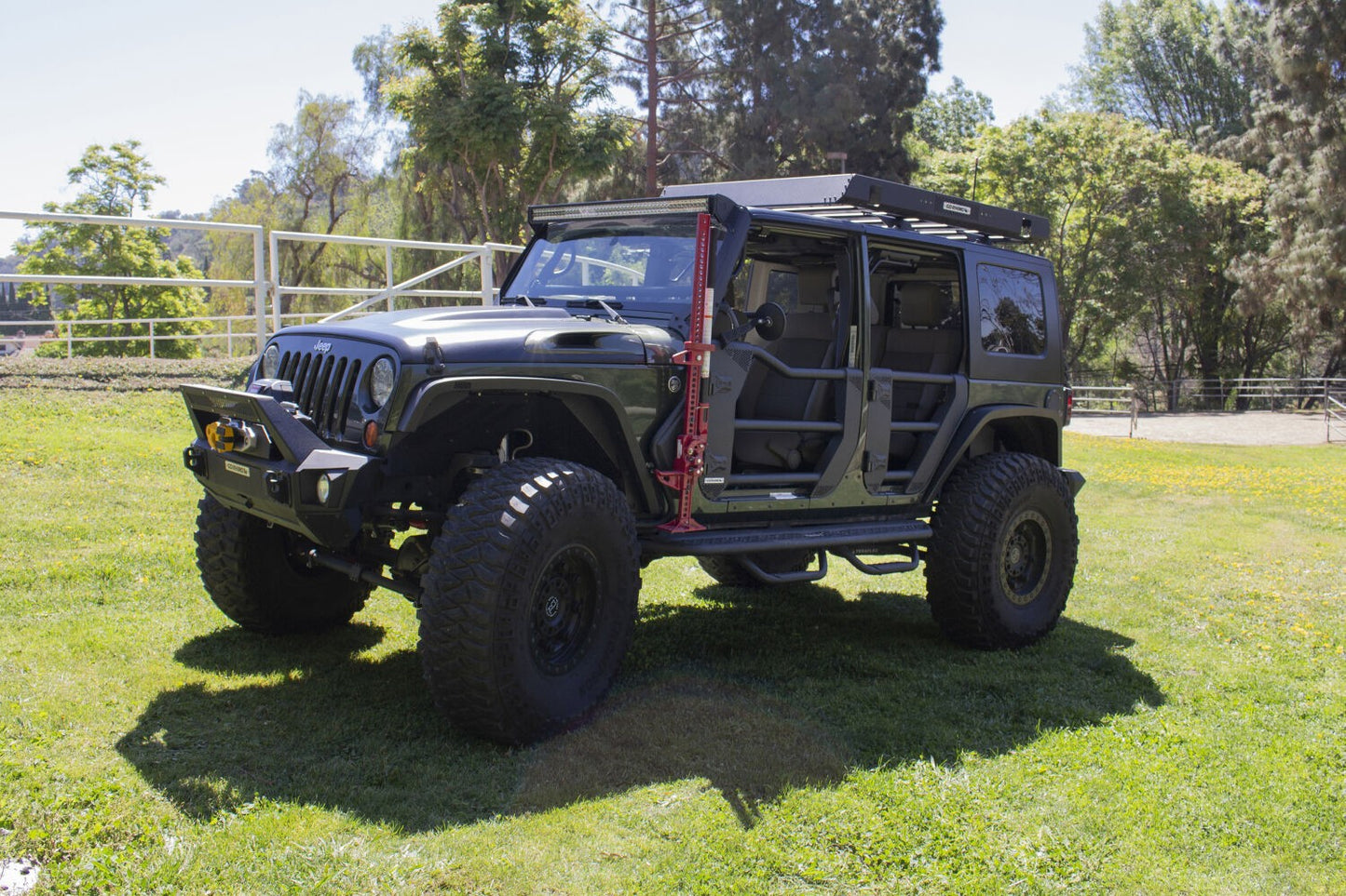 Trailline Tube Door Rear Textured Black For 2007-2018 Jeep Wrangler JK Go Rhino-1