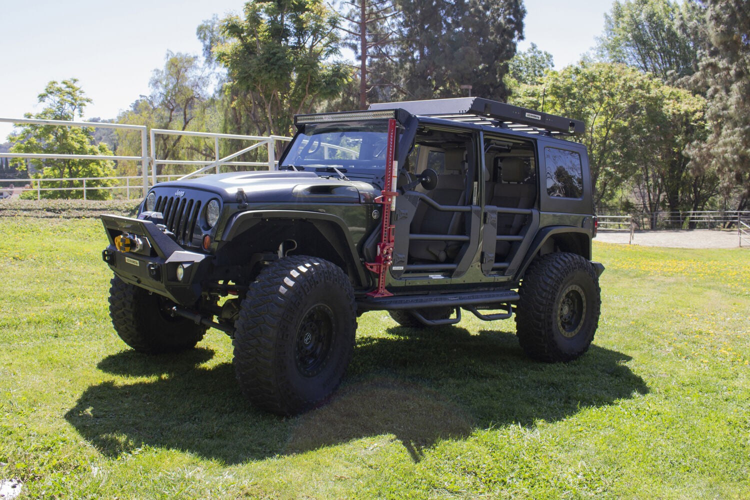 Trailline Tube Door Rear Textured Black For 2007-2018 Jeep Wrangler JK Go Rhino-1
