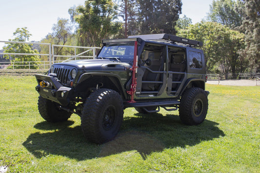 Trailline Tube Door Rear Textured Black For 2007-2018 Jeep Wrangler JK Go Rhino-1