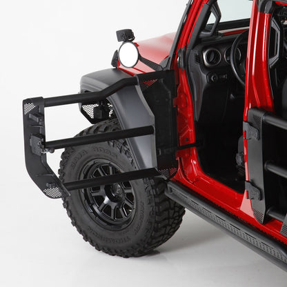 Trailline Tube Door Front Textured Black 2018-2026 Jeep Wrangler JL 2020-2025 Jeep Gladiator Go Rhino-8