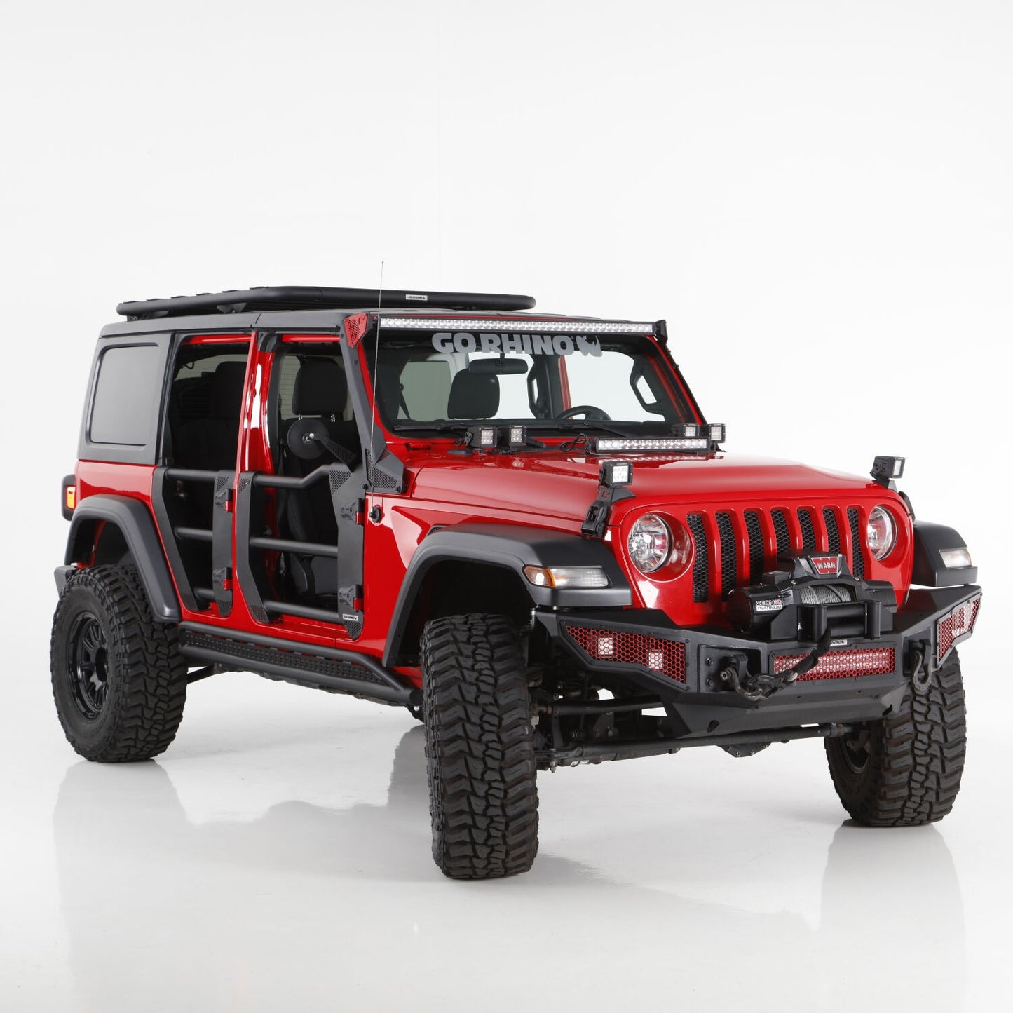 Trailline Tube Door Front Textured Black 2018-2026 Jeep Wrangler JL 2020-2025 Jeep Gladiator Go Rhino-9