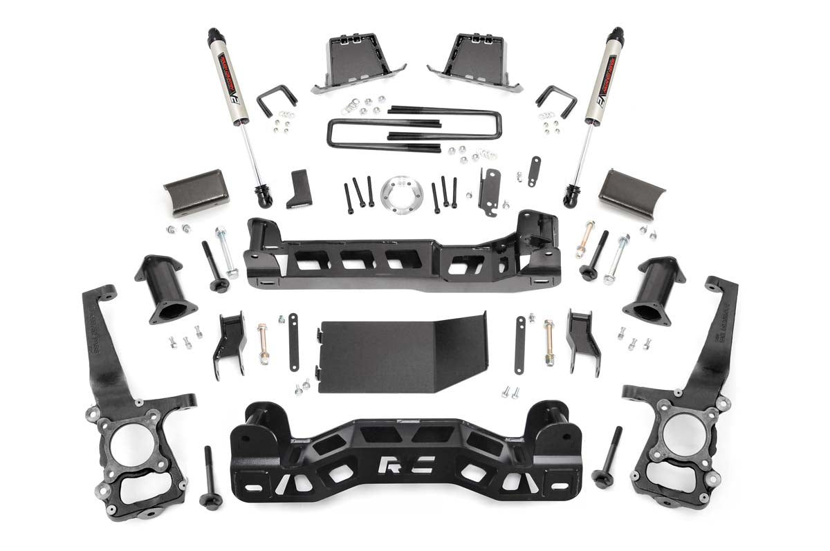 Rough Country 6 Inch Suspension Lift Kit Strut Spacers V2 Monotube Shocks 11-14 F-150 4WD Rough Country
