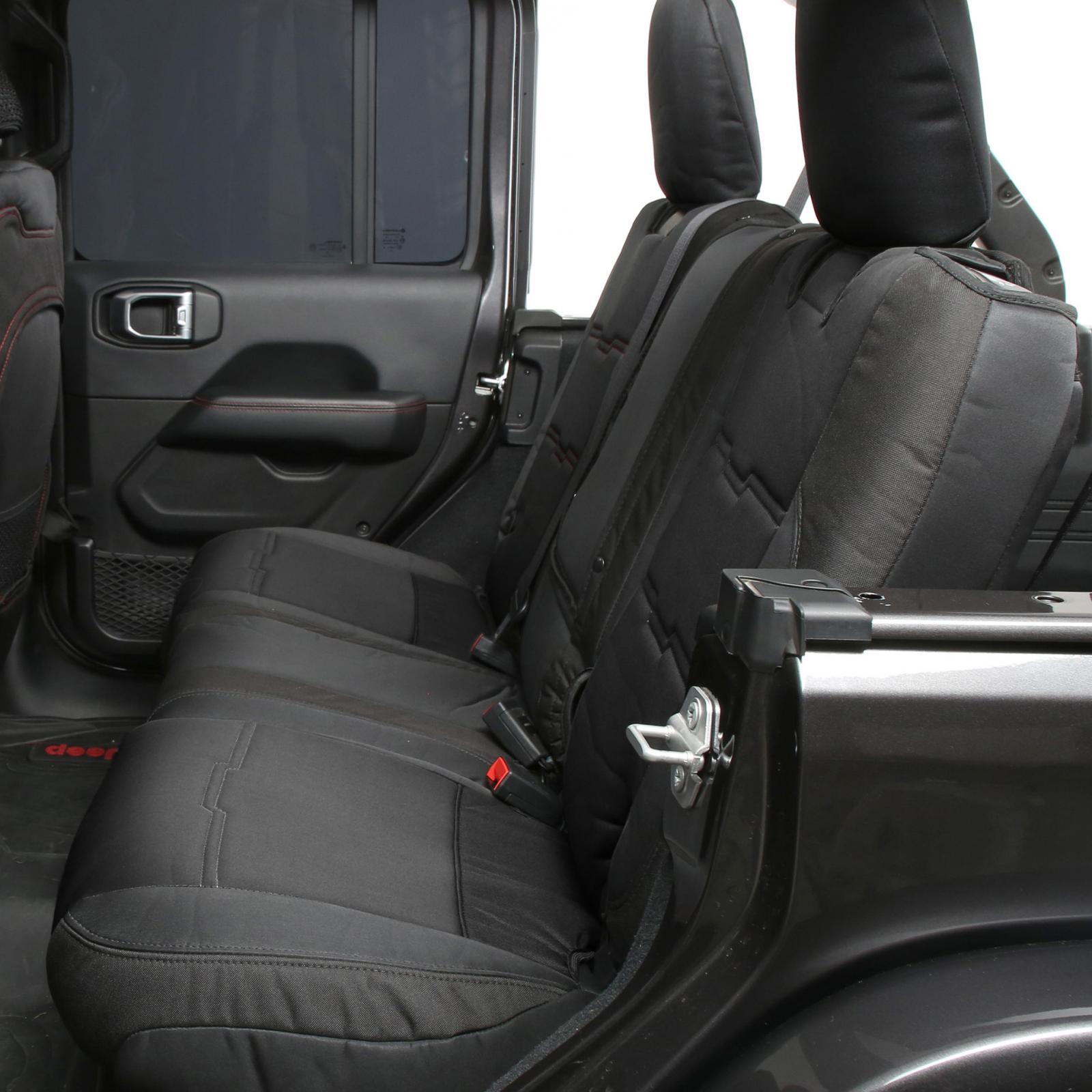 Gen2 Neoprene Front and Rear Seat Cover Kit Black/Black 2020-2023 Jeep Gladiator Smittybilt-4