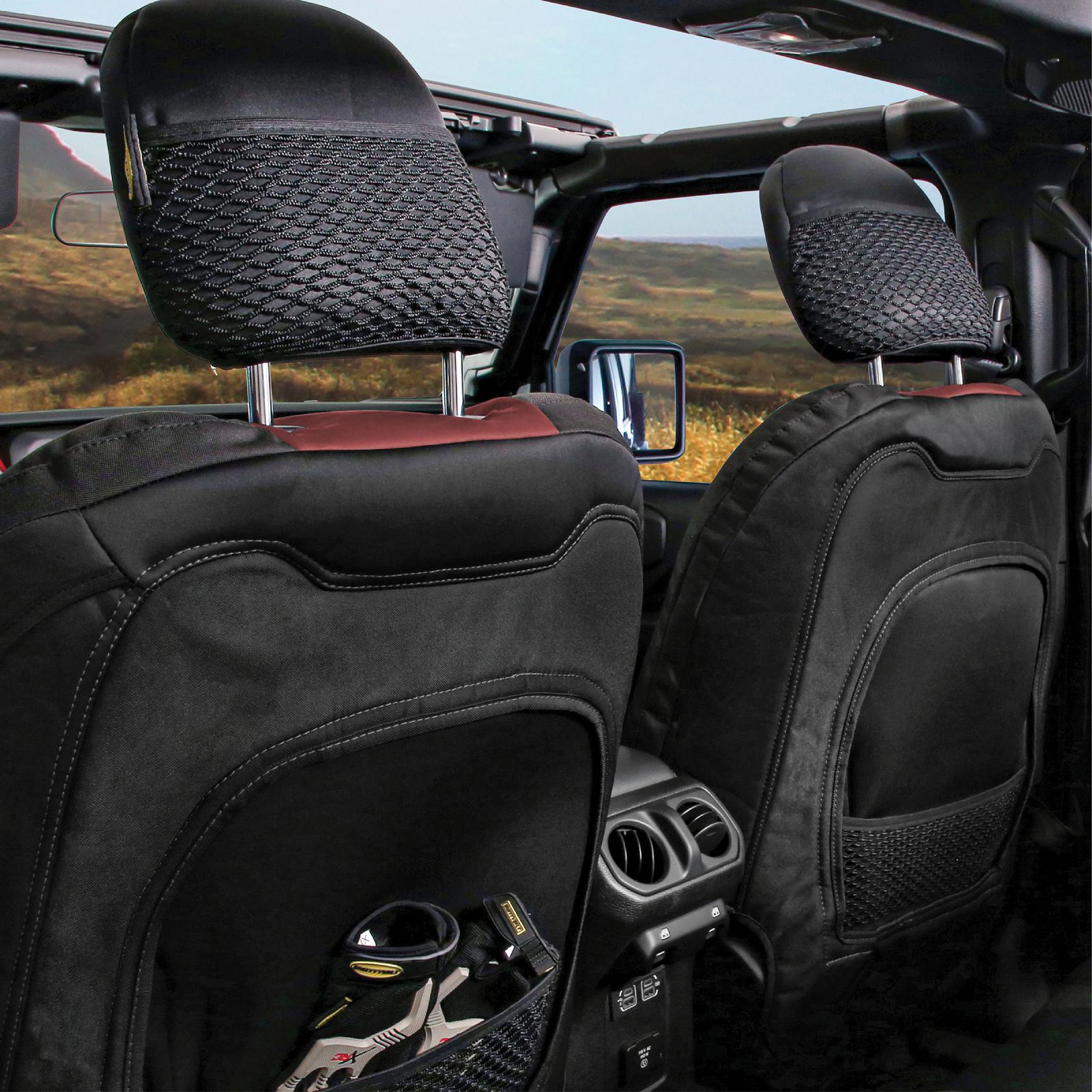 Gen2 Neoprene Front and Rear Seat Cover Kit Red/Black 2020-2023 Jeep Gladiator Smittybilt-2