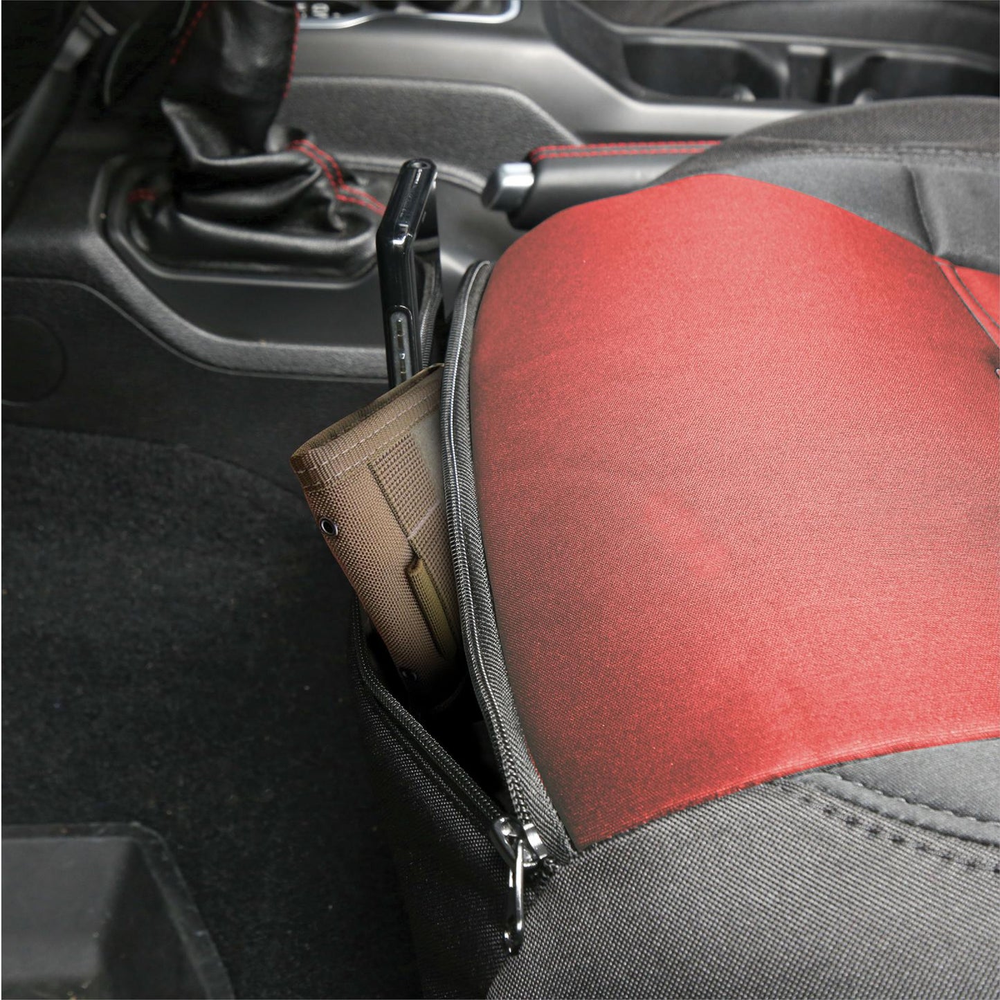 Gen2 Neoprene Front and Rear Seat Cover Kit Red/Black 2020-2023 Jeep Gladiator Smittybilt-3
