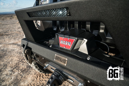2007-2018 Jeep Wrangler JK Front Bumper Stubby with Push Bar End Cap Light Cutouts Bare Metal Bodyguard Bumpers-6