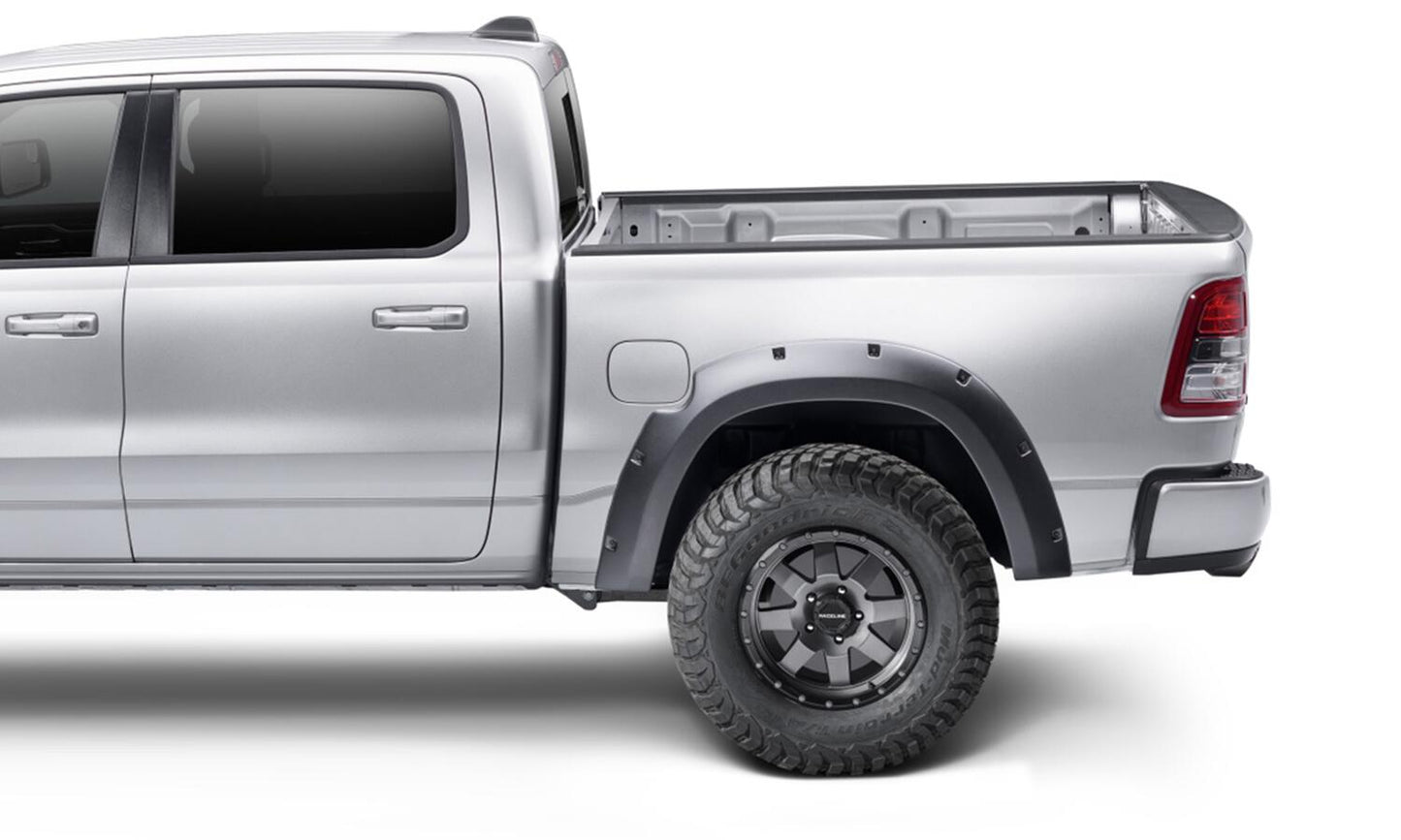 Black Forge Pocket/Rivet Textured Finish 4-Pc Fender Flare Set For 19-23 Ram 2500/3500 Excludes Dually Bushwacker-2