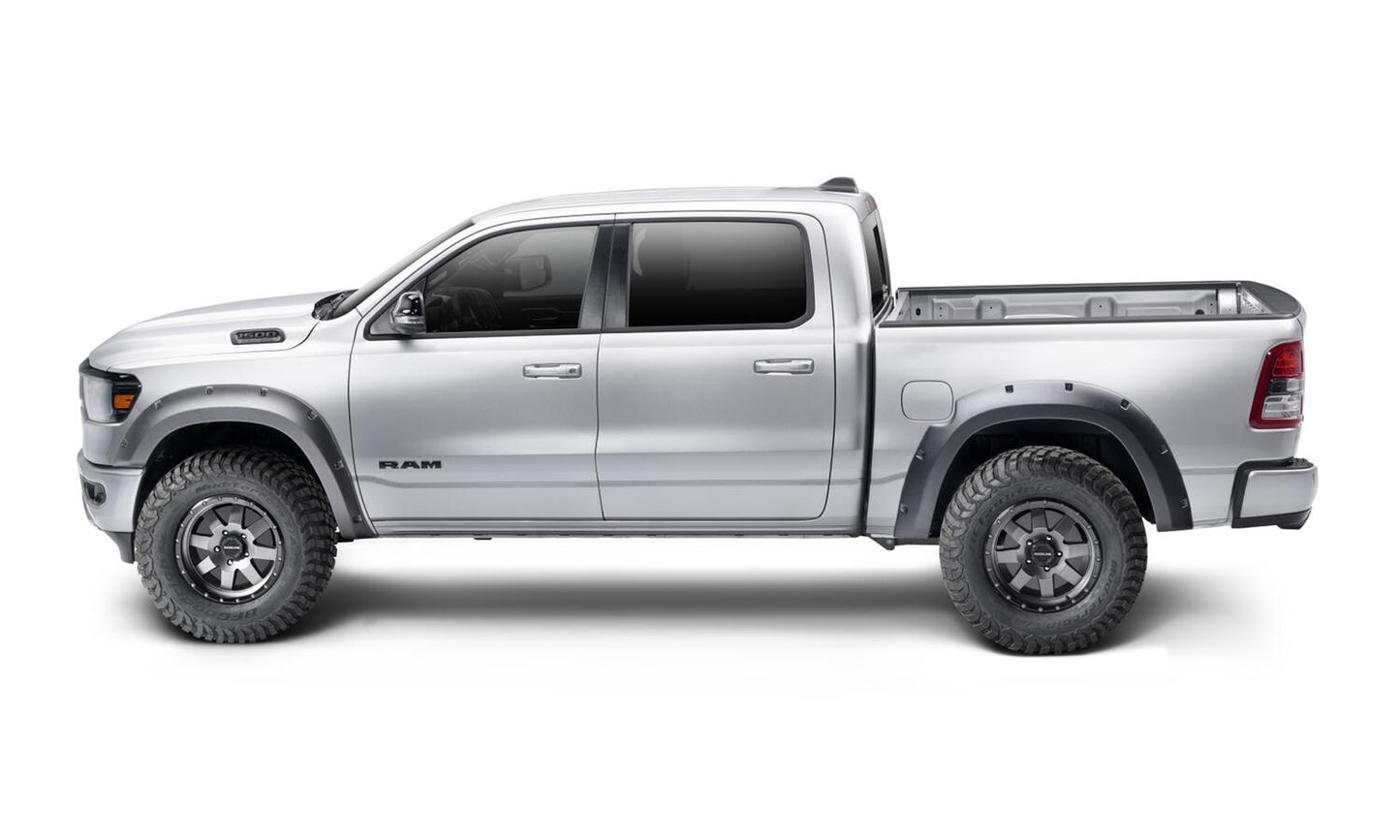 Black Forge Pocket/Rivet Textured Finish 4-Pc Fender Flare Set For 19-23 Ram 2500/3500 Excludes Dually Bushwacker-3