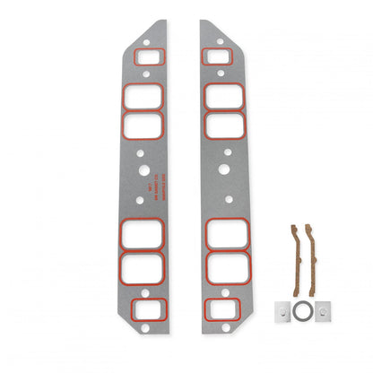 Ultra-Seal Intake Manifold Gaskets .060 Inch Thickness Fits 1965-1990 Chevrolet 396-454 Big Block with Rectangle Raised Port Heads. No upper bolt holes. 1.85 x 2.55 Inch Mr Gasket