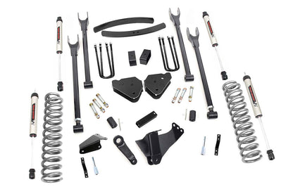 6 Inch Ford 4-Link Suspension Lift Kit Rear Overload Springs w/V2 Shocks 05-07 F-250/350 Rough Country-1