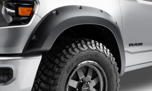 Black Forge Pocket/Rivet Textured Finish 4-Pc Fender Flare Set For 02-08 Dodge Ram 1500 03-09 Dodge Ram 2500/3500 Excludes Dually Bushwacker-1