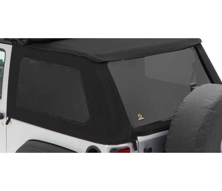 Window Replacement Set For Jeep 2007-2018 Wrangler JK 2 Door Fits Trektop 56922 Black Premium Twill Bestop