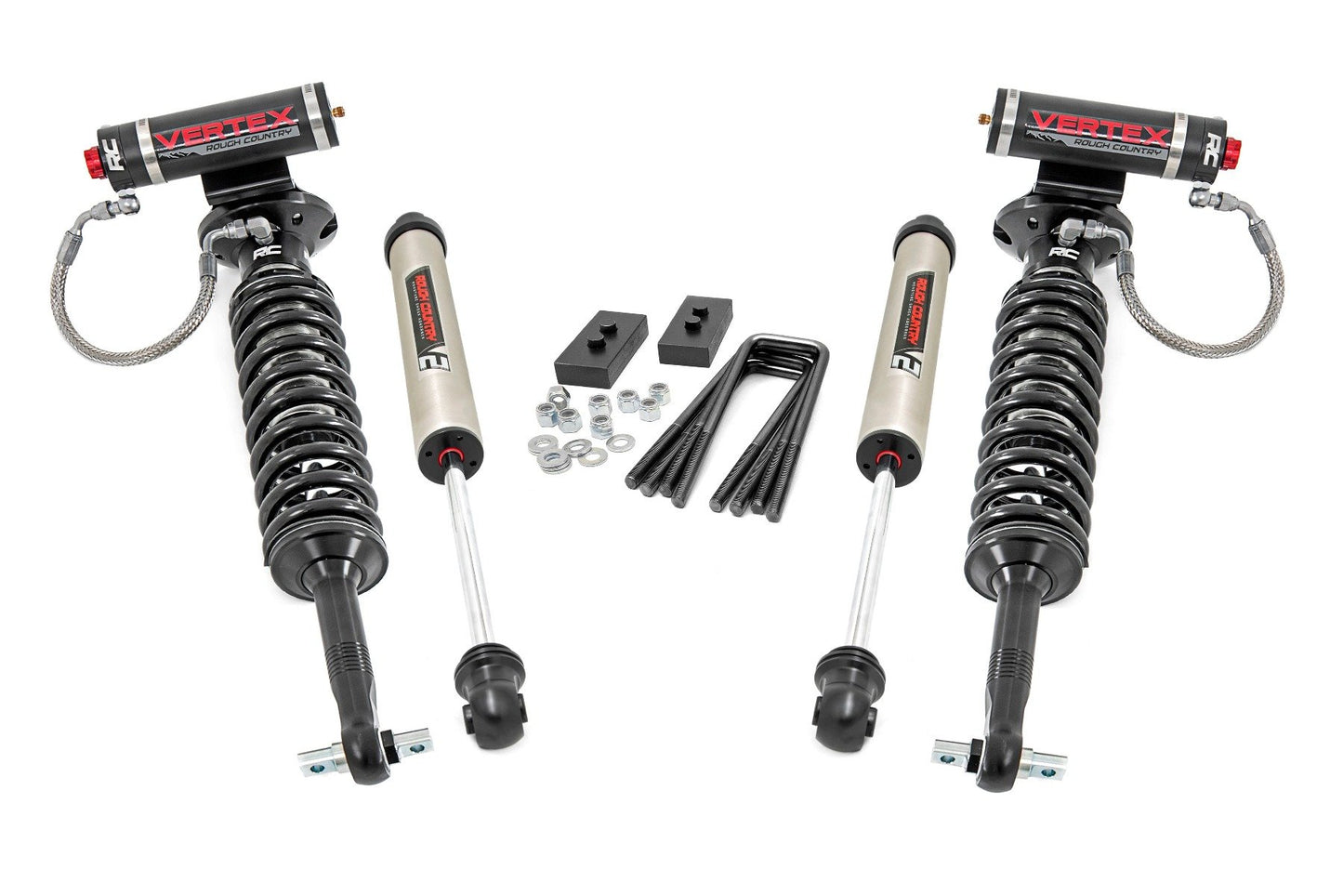 Rough Country 2.0 Inch Ford Leveling Lift Kit w/Vertex and V2 Shocks For 2021 F-150 Rough Country