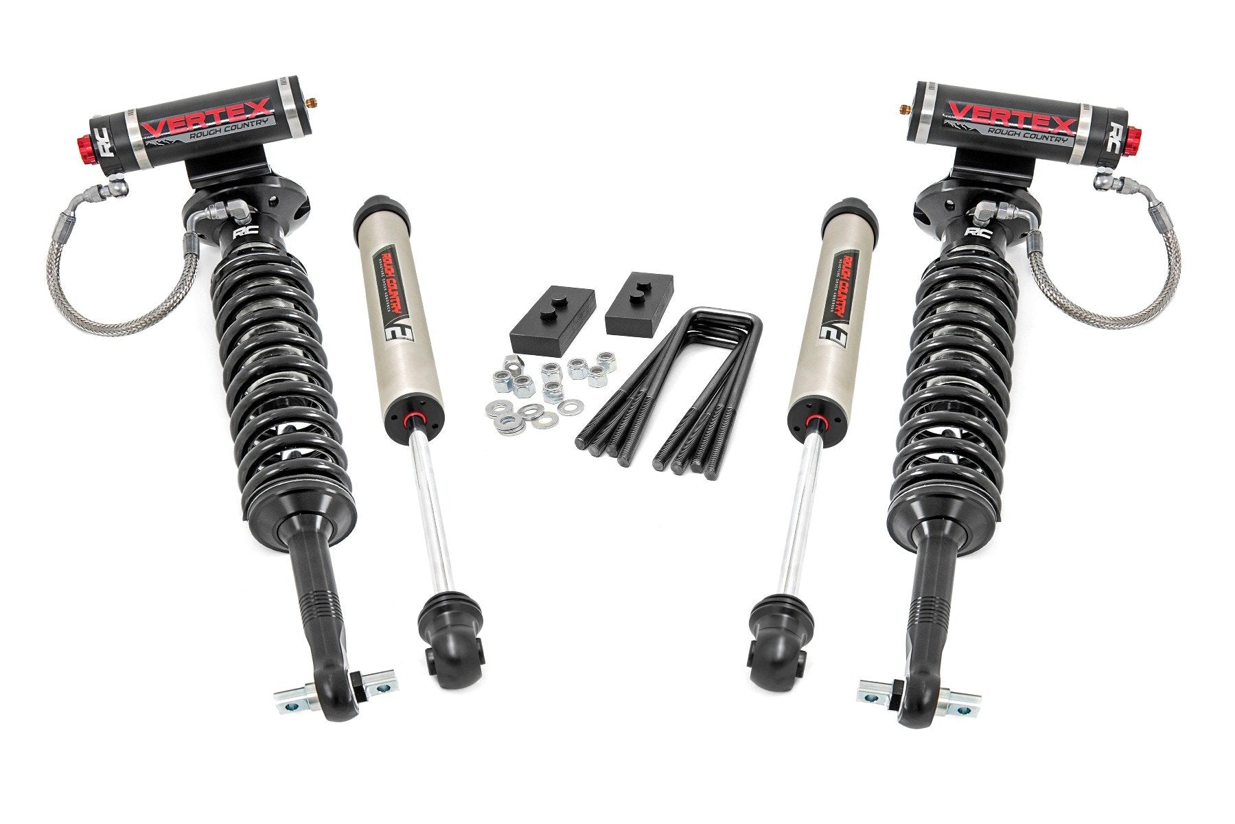 Rough Country 2.0 Inch Ford Leveling Lift Kit w/Vertex and V2 Shocks For 2021 F-150 Rough Country