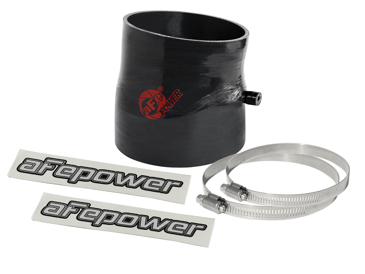 Magnum Force Cold Air Intake System Spare Parts Kit (3-3/4 Inch ID to 3-1/2 Inch ID x 15 Deg.) Elbow Reducing Coupler w/ Port - Black aFe Power