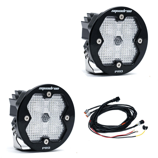 Squadron-R 2.0 Pro Black LED Auxiliary Light Pod Pair Universal Clear Baja Designs