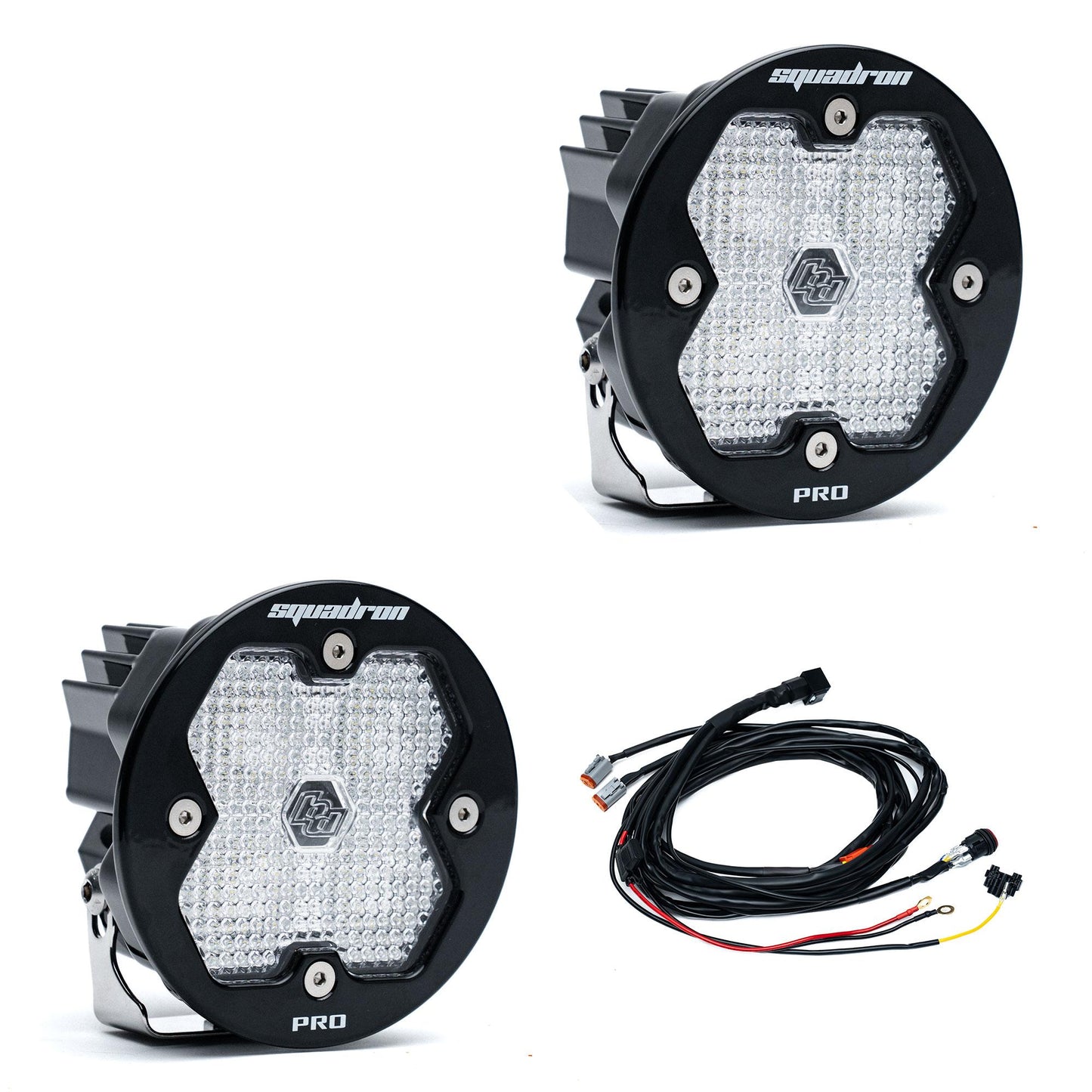 Squadron-R 2.0 Pro Black LED Auxiliary Light Pod Pair Universal Clear Baja Designs