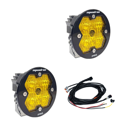 Squadron-R 2.0 Pro Black LED Auxiliary Light Pod Pair Universal Amber Baja Designs