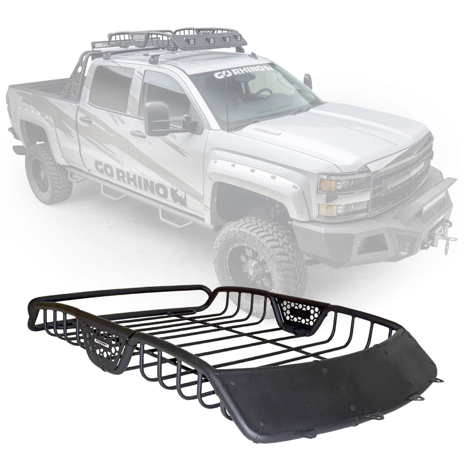 SR10 Tubular Steel Roof Rack with Black Fairings Textured Black Go Rhino-5