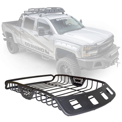 SR40 Tubular Steel Roof Rack With 4x Light Mount Openings 48 Inch Long Textured Black Go Rhino-1