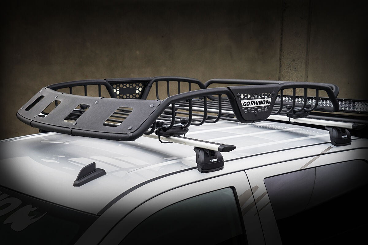 SR40 Tubular Steel Roof Rack With 4x Light Mount Openings 60 Inch Long Textured Black Go Rhino-2