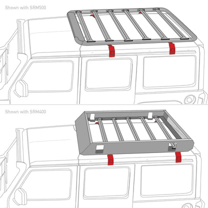 SRM Rack Mounting Kit Gutter Mount 4 PCS Textured Black For 2007-2018 Jeep Wrangler JK Go Rhino-2