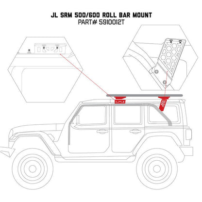 5910013T SRM Roll Bar Mounting Kit Jeep JLU Mount Textured Black 2018-2026 Jeep Wrangler Go Rhino-3