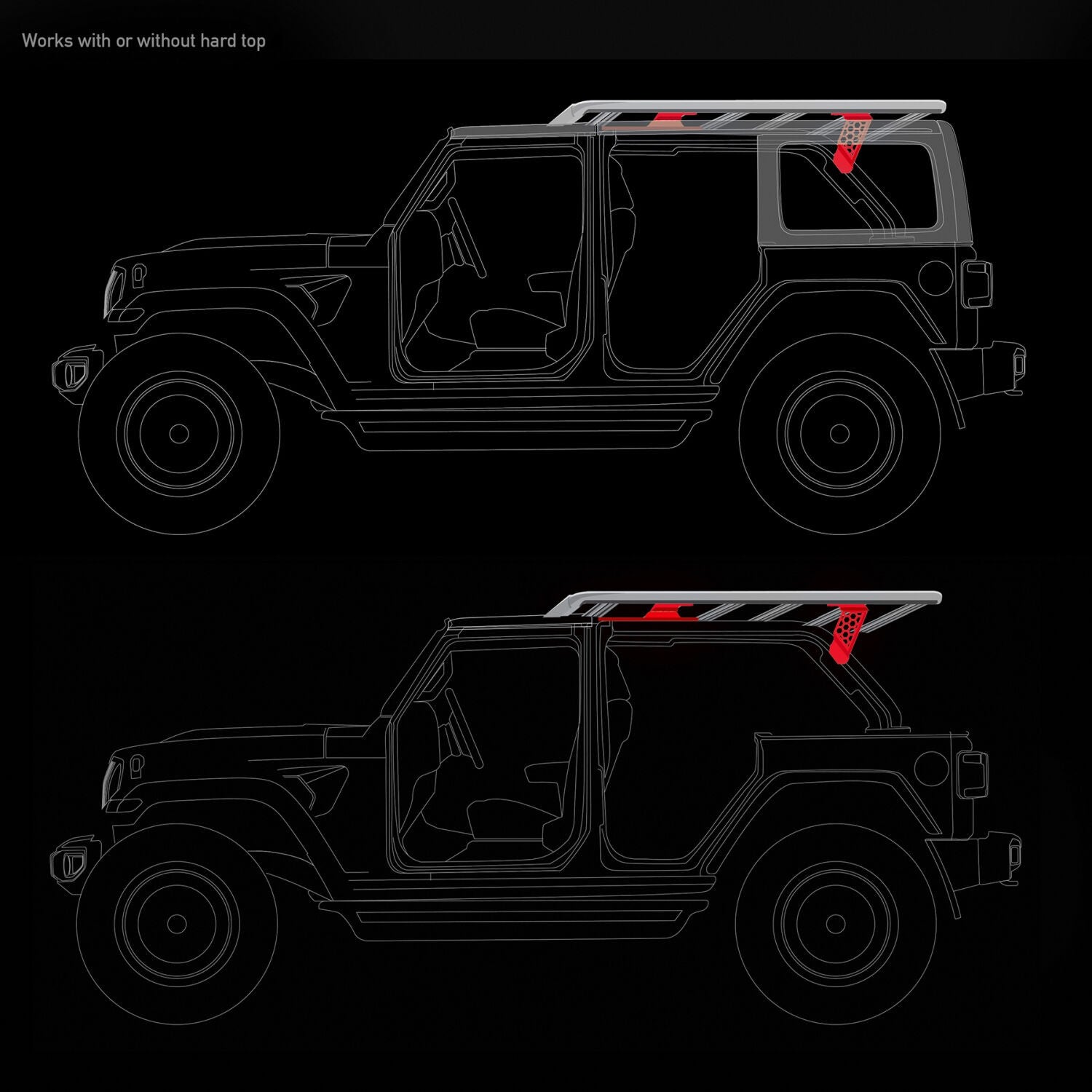 5910013T SRM Roll Bar Mounting Kit Jeep JLU Mount Textured Black 2018-2026 Jeep Wrangler Go Rhino-6