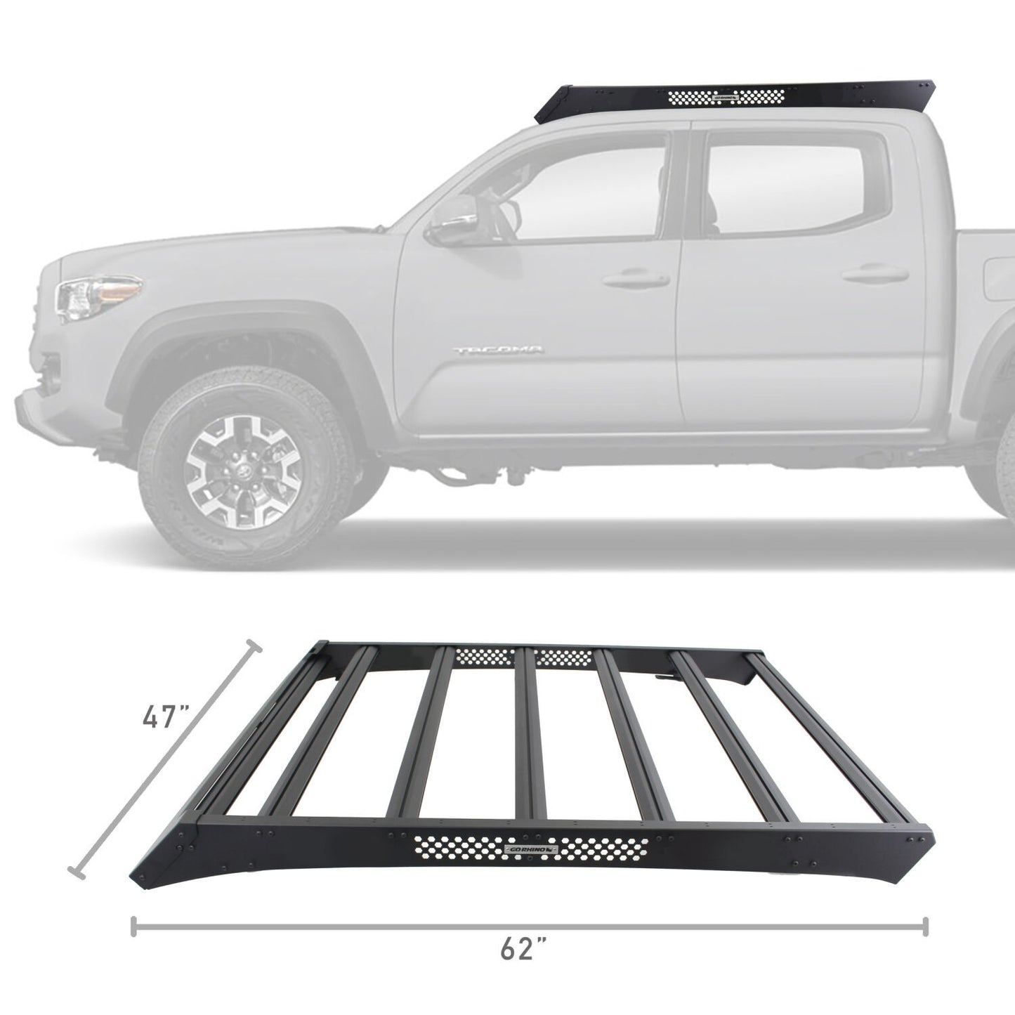 Ceros Low Profile Roof Rack Textured Black 2016-2023 Toyota Tacoma Go Rhino-1