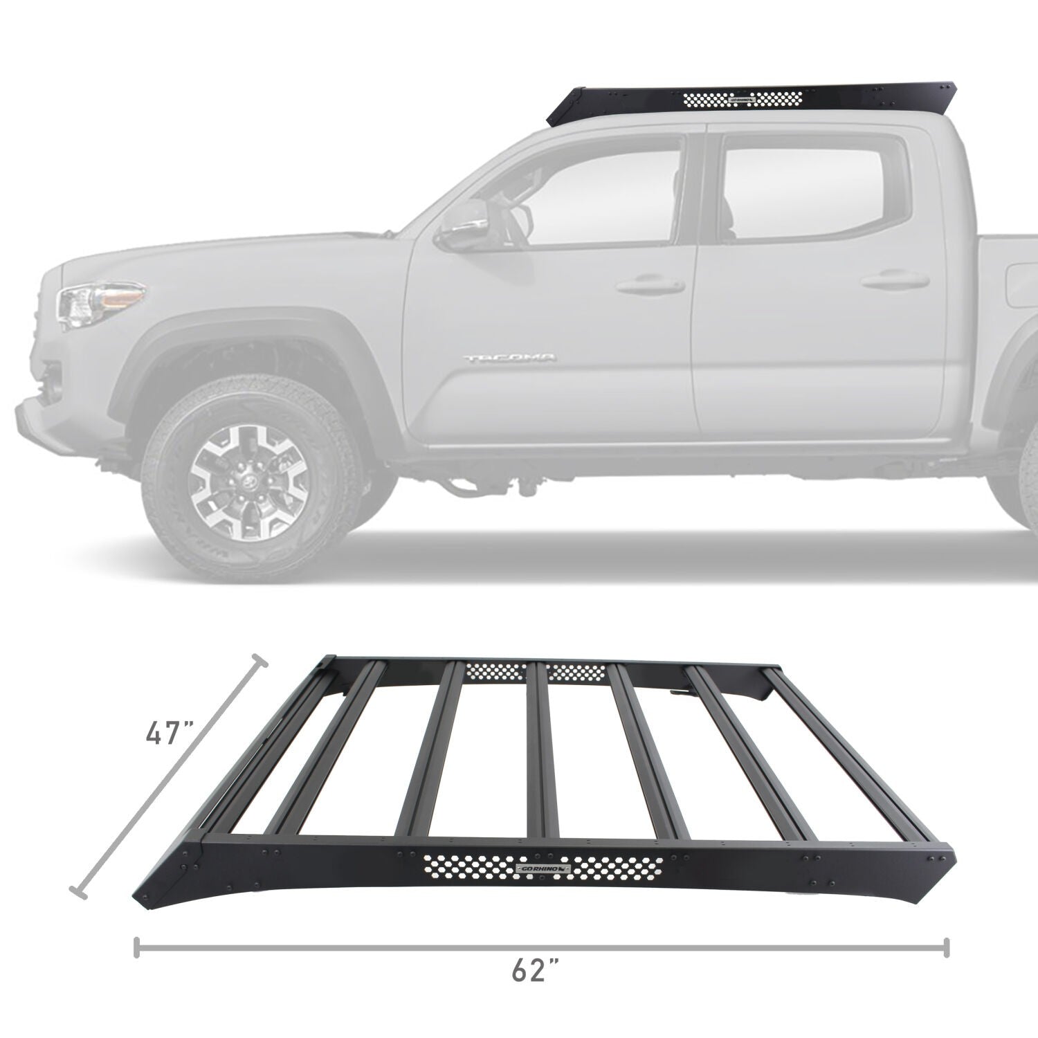 Ceros Low Profile Roof Rack Textured Black 2016-2023 Toyota Tacoma Go Rhino-1