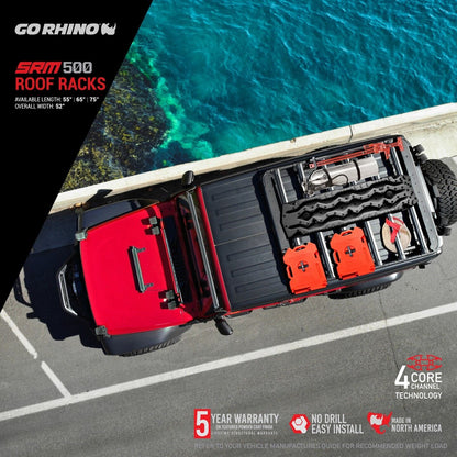 SRM500 75 Inch Flat Platform Roof Rack Textured Black Go Rhino