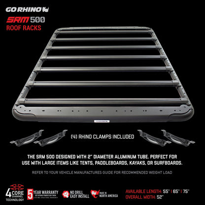 SRM500 75 Inch Flat Platform Roof Rack Textured Black Go Rhino-10