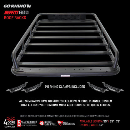 SRM600 Tubular Basket Style Roof Rack Textured Black Go Rhino-21