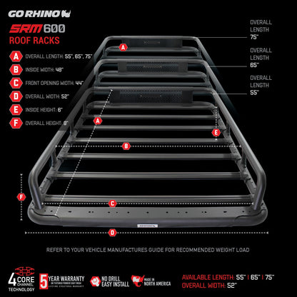 SRM600 Tubular Basket Style Roof Rack Textured Black Go Rhino-12