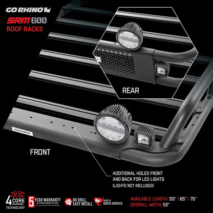 SRM600 Tubular Basket Style Roof Rack Textured Black Go Rhino-5