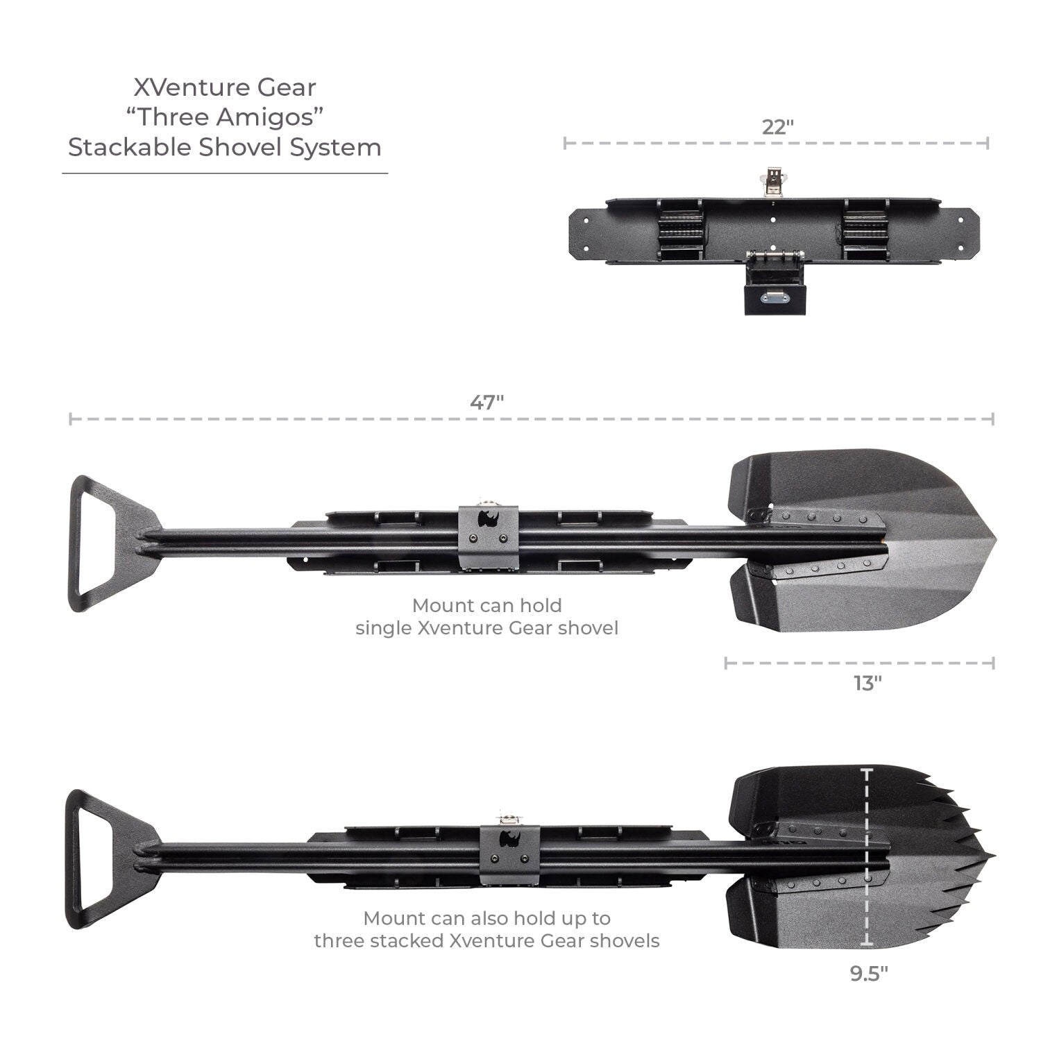 XRS/SRM 4 CORE Shovel Mount Kit Textured Black Go Rhino-10