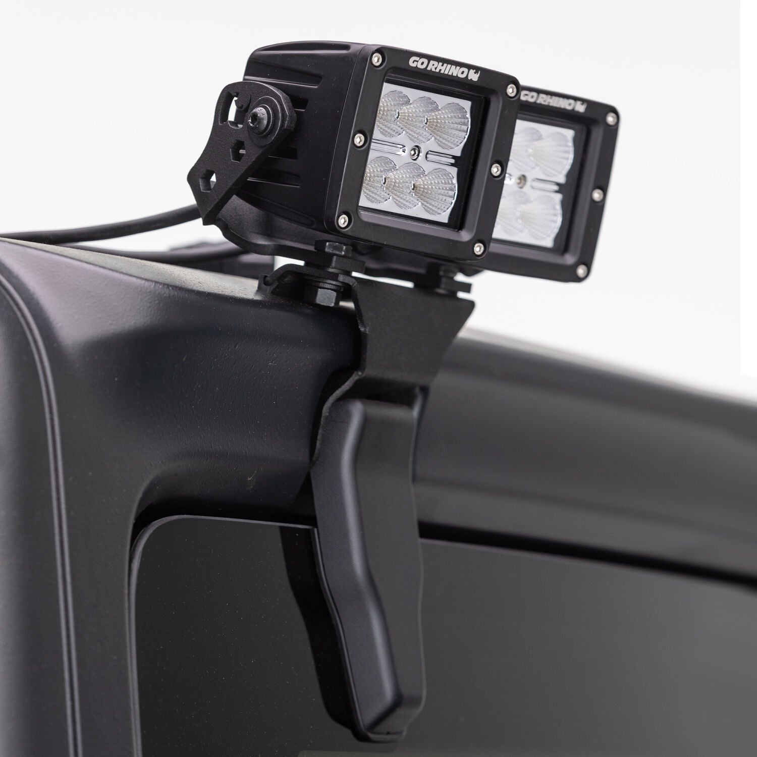 XE Hard Top Light Mount for two 3 Inch x 3 Inch LED Cube Lights Textured Black 2018-2026 Jeep Wrangler JL 2020-2025 Jeep Gladiator Go Rhino-4