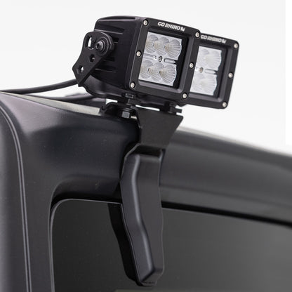 XE Hard Top Light Mount for two 3 Inch x 3 Inch LED Cube Lights Textured Black 2018-2026 Jeep Wrangler JL 2020-2025 Jeep Gladiator Go Rhino-4