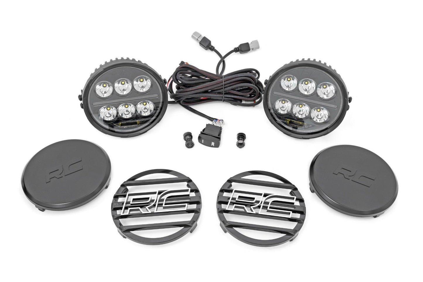 Black Series Halo LED Light Pair | White/Amber DRL | 6.5 Inch | Round Rough Country