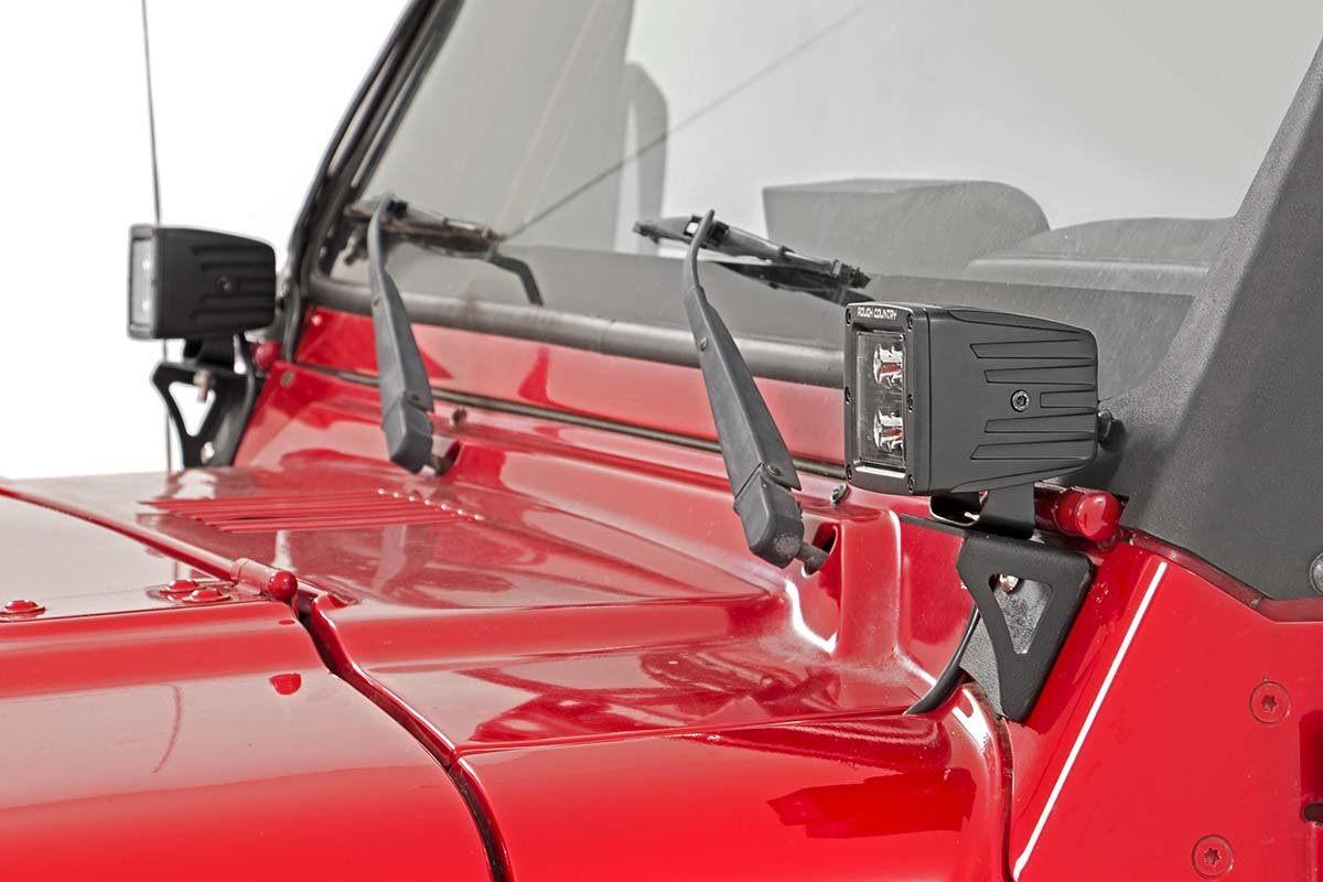 Jeep Lower Windshield Light Mounts 97-06 TJ Wrangler Rough Country