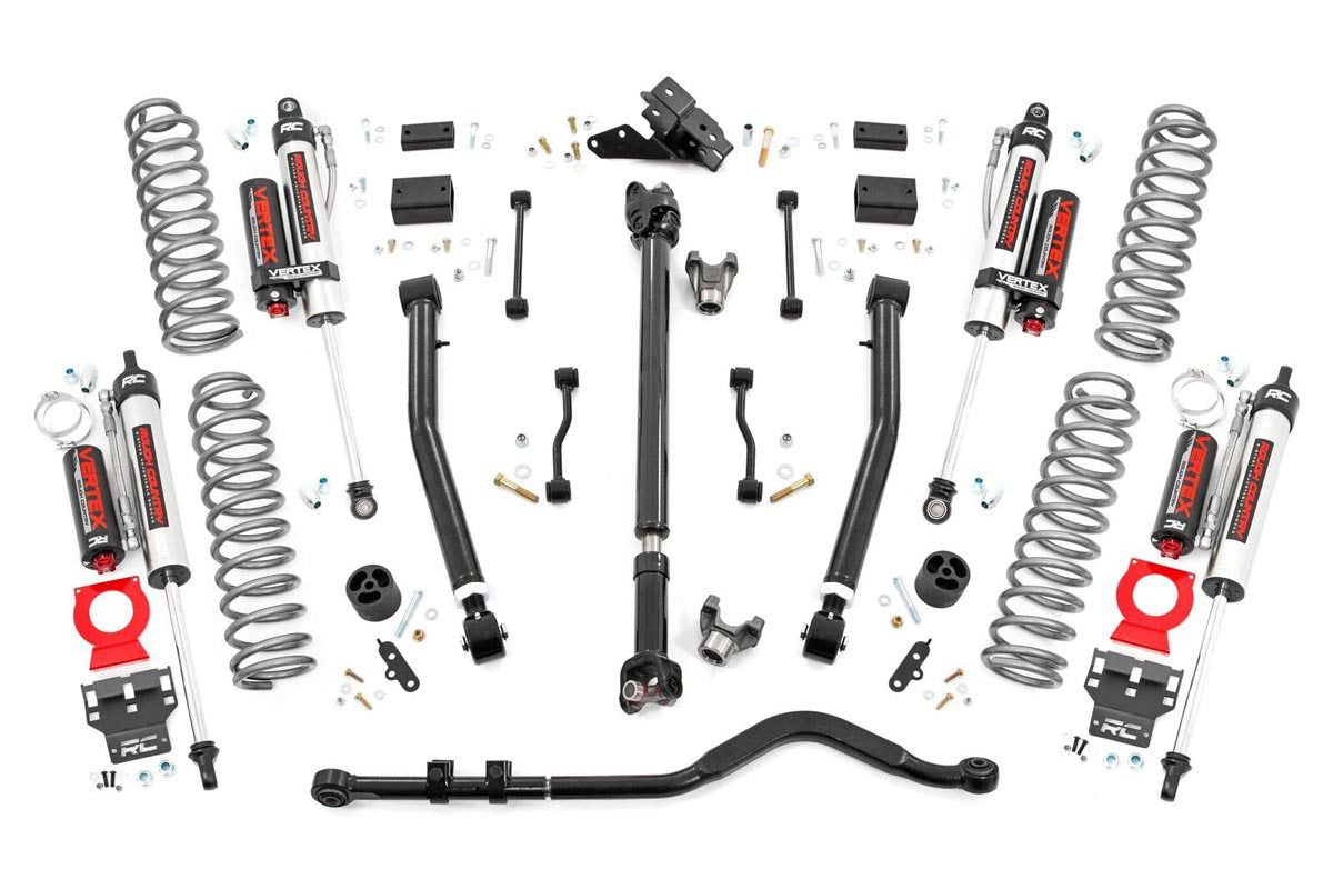 Rough Country 3.5 Inch Jeep Suspension Lift Kit Vertex Reservoir Stage 2 Coils & Adj. Control Arms 18-20 Wrangler JL Rough Country