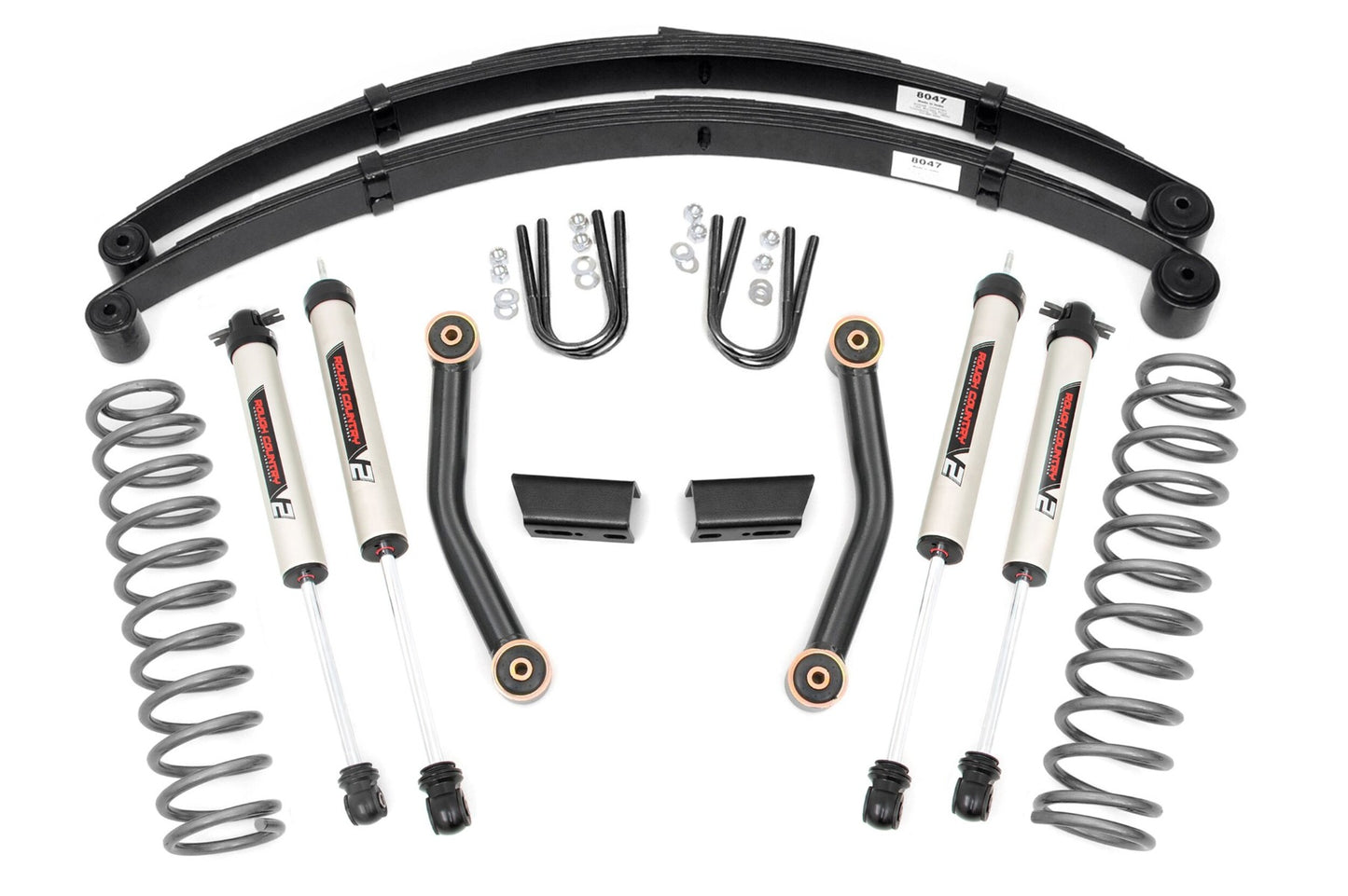 Rough Country Jeep Cherokee XJ 3 Inch Series II Suspension Lift Kit w/V2 Shocks Leaf Springs For 84-01 Jeep Cherokee XJ Rough Country